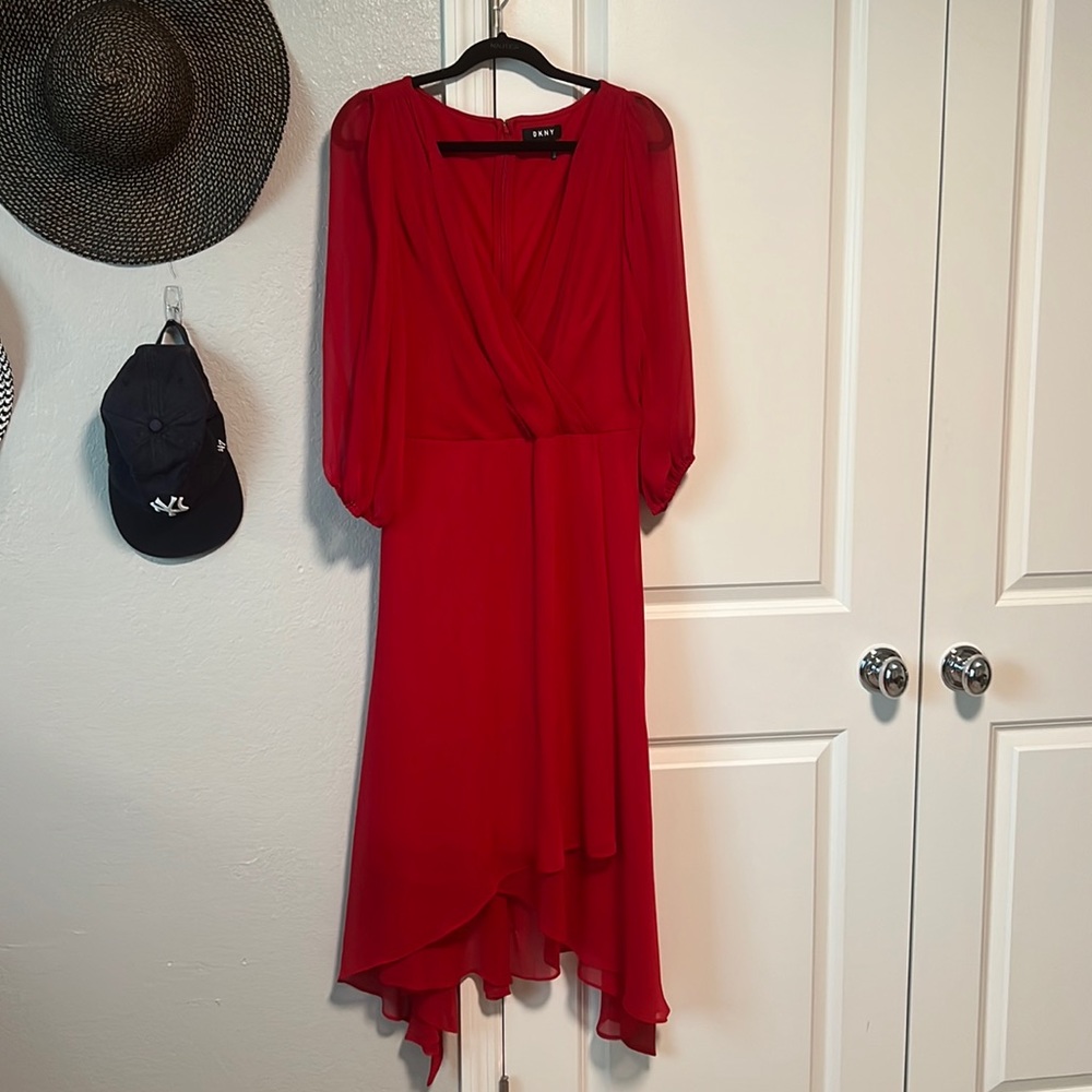 DKNY Elegant Red Dress, perfect for the upcoming holiday season!